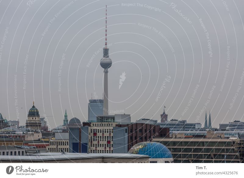 Skyline Berlin Fernsehturm Berliner Fernsehturm Stadtzentrum Sehenswürdigkeit Außenaufnahme Wahrzeichen Hauptstadt Architektur Turm Menschenleer Großstadt Tag