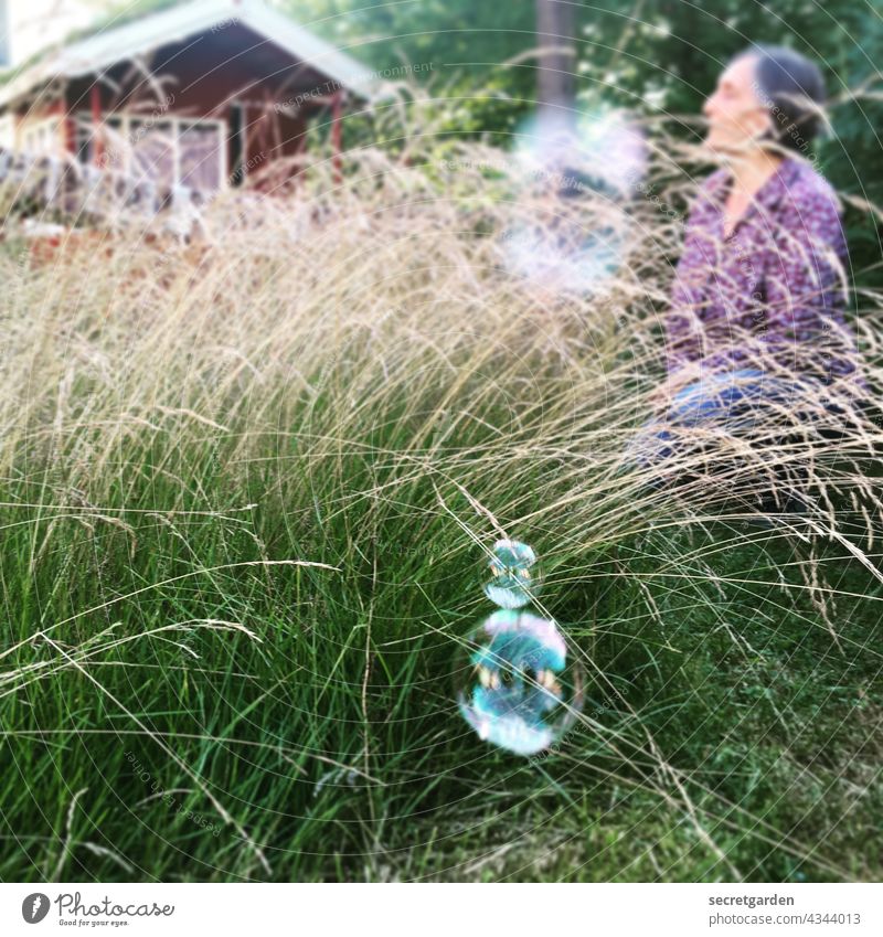 [PARKTOUR HH 2021] Seifenlaugen-Gras-Sommer Wildpflanze Umwelt posieren wild Grashalme Lächeln Gräser Park Wiese Pflanze Tag Außenaufnahme Frau Natur verstecken