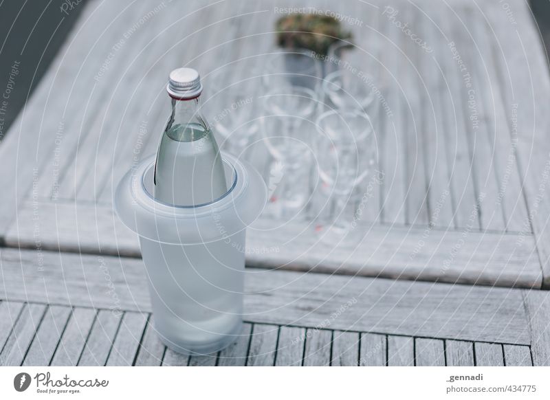 Klares Wasser Getränk Erfrischungsgetränk Tisch Glas natürlich Klarheit Sauberkeit Flasche Kübel diagonal voll Mineralwasser Gesundheit Fitness Farbfoto
