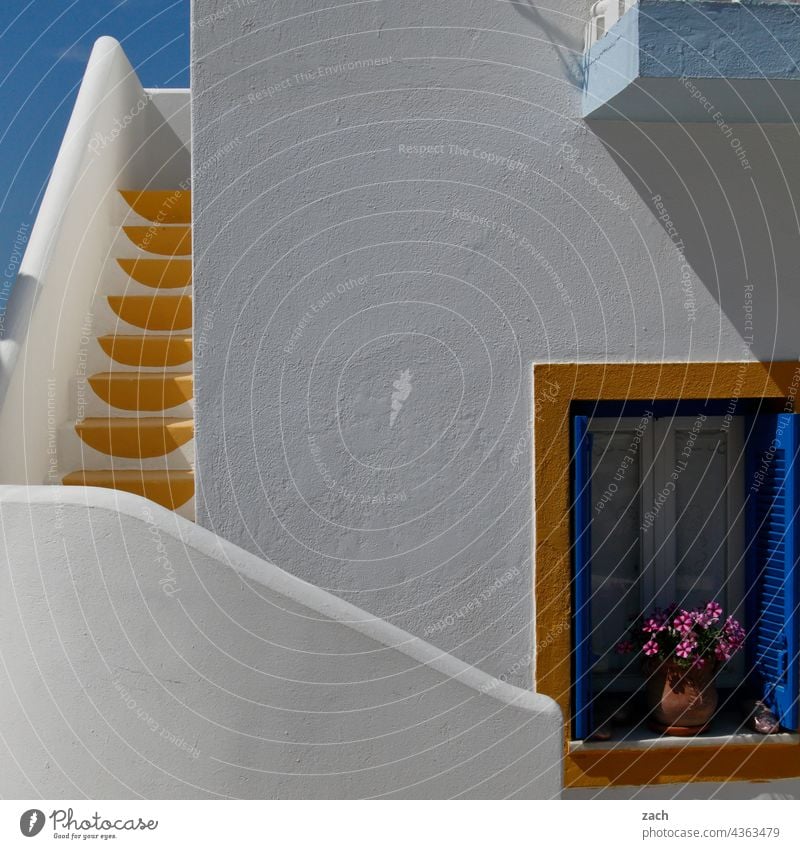Von Farben und Formen Kykladen Kykladenarchitektur Griechenland Insel Gebäude Haus Treppe stufen Treppenstufen Treppenabsatz treppen steigen aufwärts abwärts