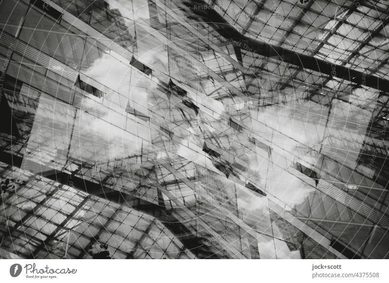 Abstrakte Architektur IIl Linie streben Glasfassade Moderne Architektur Gebäude Strukturen & Formen Doppelbelichtung Reaktionen u. Effekte Design Silhouette