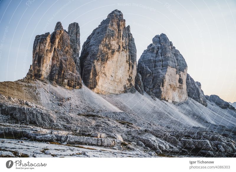Die Drei Zinnen, in den Sextner Dolomiten, Italien lavaredo drei Spitzenwerte Berge u. Gebirge Landschaft Natur alpin reisen Europa im Freien dolomiti Park