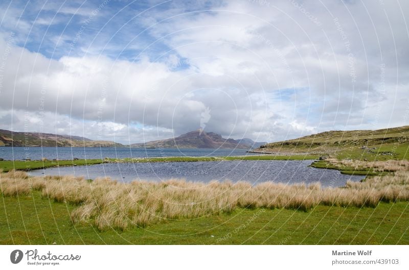 An Aird Ferien & Urlaub & Reisen Ausflug Ferne Freiheit Natur Landschaft Wolken Gras Bucht Meer Insel Teich Halbinsel Schottland Großbritannien Isle of Skye