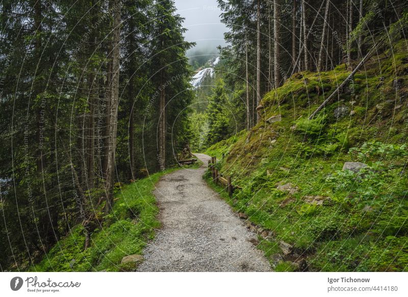 Alpiner Bergwanderweg in der Nähe des Grawa-Wasserfalls. Sulzenau Alm, Stubaier Alpen, Österreich alpin Ansicht Sommer geschlängelt stubai strömen Tal