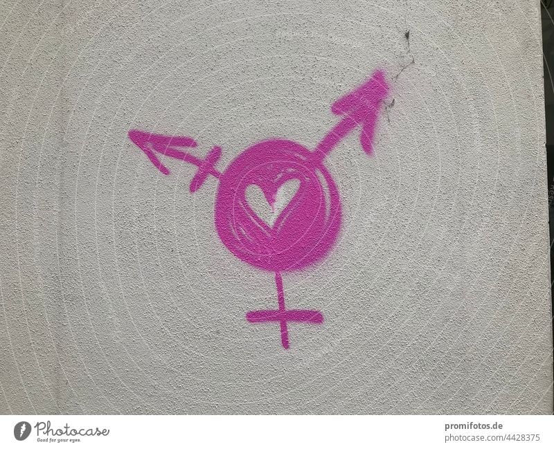 Graffiti. Diversität. Liebe. Diversity. Love. Pink. Foto: Alexander Hauk Wand Kunst rosa Zeichen symbol toleranz Mann Frau Tansgender Männlich weiblich schwul