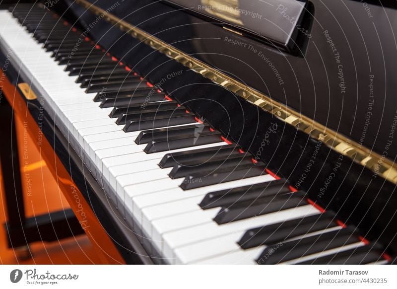 Klaviertastatur Nahaufnahme schwarz Keyboard Klassik Instrument Musik Taste Musical weiß Pianotastatur Kunst Linien Melodie Klaviertasten abstrakt Hintergrund