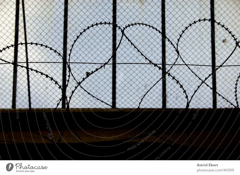 Gefängnis Stacheldraht Gitter Maschendraht Zaun gefangen dunkel Justizvollzugsanstalt