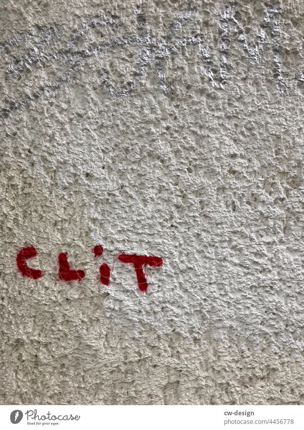 Kleiner Hügel - gezeichnet & gemalt Clit Graffiti Klitoris Weiblichkeit Farbfoto weiblich Frau streetstyle Streetlife streetart grau Rot Buchstaben