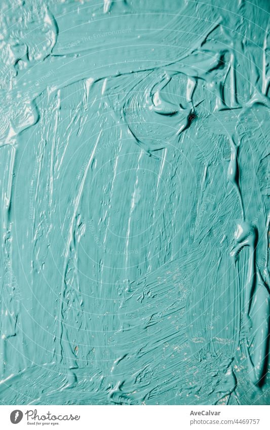 Abstrakte Acryl- und Aquarellmalerei. Leinwand Hintergrund mit einem Pinsel, Aquamarin Farbe künstlerisch Bürste Anstreicher Hobby Kunst Künstler kreieren