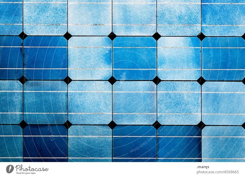 Solarzellen Strukturen & Formen Muster Nahaufnahme Sonnenenergie Erneuerbare Energie Energiewirtschaft High-Tech Zukunft Fortschritt Wissenschaften Sonnenlicht