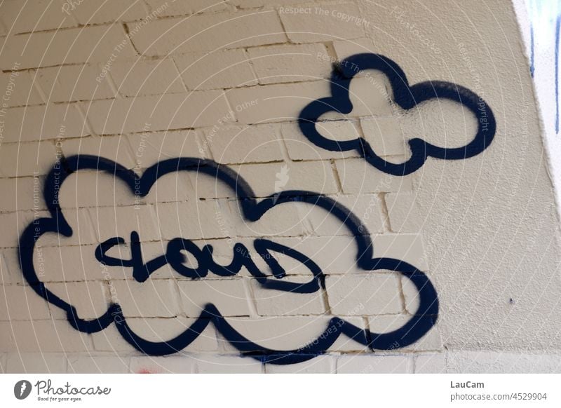 Wolke in Wolke plus Wolke wolke cloud wolkig wolkiger himmel Wolken Himmel Wetter Schönes Wetter schlechtes Wetter Graffiti Grafik u. Illustration weiß schwarz