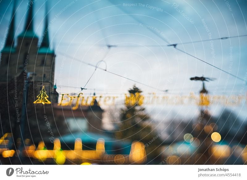 Erfurter Weihnachtsmarkt auf dem Domplatz Erfurt, Thüringen verkaufen Kiosk Licht Buden u. Stände Außenaufnahme Farbfoto Tradition Weihnachtsdekoration Hoffnung