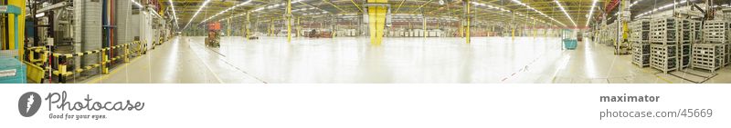 Panorama einer leeren Halle Montagehalle Produktion Fertigungsanlage Maschine Panorama (Aussicht) Industrie Lagerhalle produktionshalle Kunstwerk werkshalle
