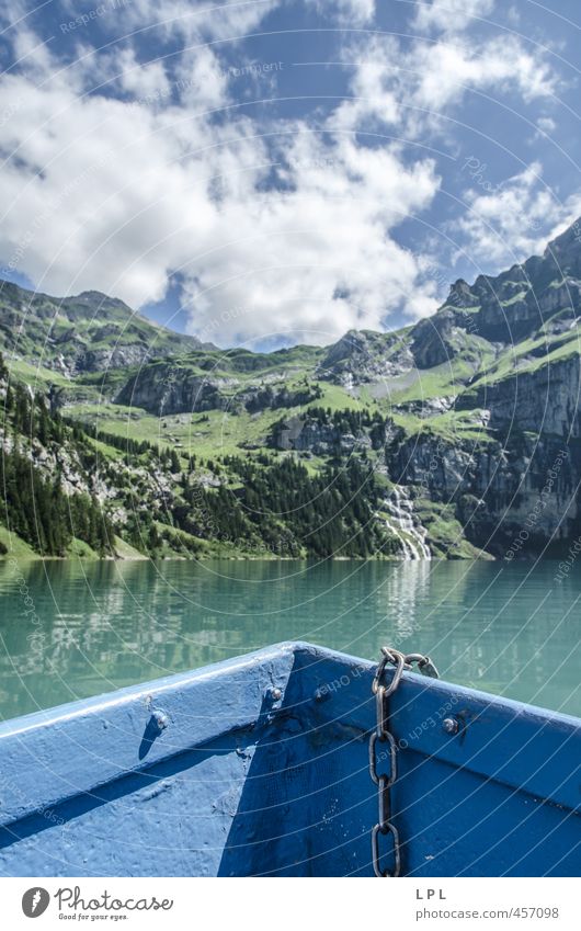 im Ruderboot über die Alpen : Öschinensee Lifestyle Angeln Tourismus Abenteuer Sommerurlaub Umwelt Landschaft Berge u. Gebirge Seeufer Oeschinensee