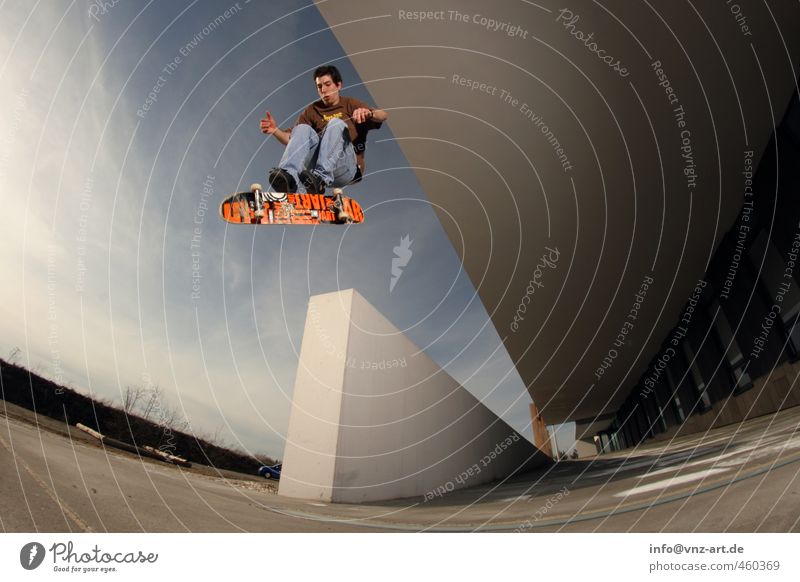 flip Sport Sportler Skateboard Skateboarding Trick Jump Mensch maskulin Junger Mann Jugendliche Erwachsene Leben 1 18-30 Jahre braun Salto Mauer springen Aktion