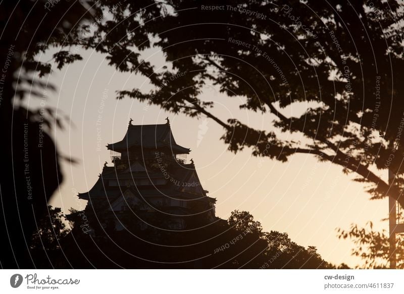 Silhouette auf Japan Tempel Architektur Religion & Glaube