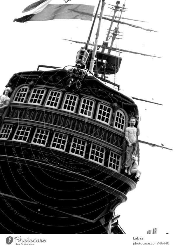 Schiff Wasserfahrzeug Amsterdam Segel Schwarzweißfoto