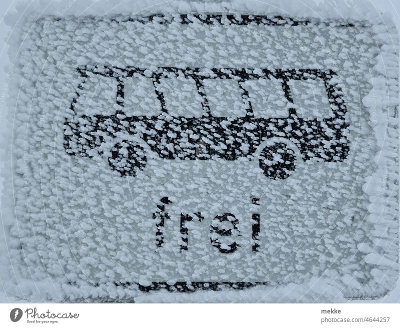 Freie Sicht? Verkehrszeichen Bus frei Winter Frost Verkehrsschild Schilder & Markierungen Straßenverkehr Zeichen Hinweisschild Warnschild Sicherheit Autofahren