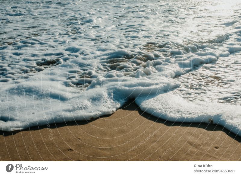 Weiße Gischt am Strand Flut Wasser Sand Küste Ferien & Urlaub & Reisen Wellen Brandung Meer Menschenleer Sommer wasser gischt kalt Schaum Hintergrundbild