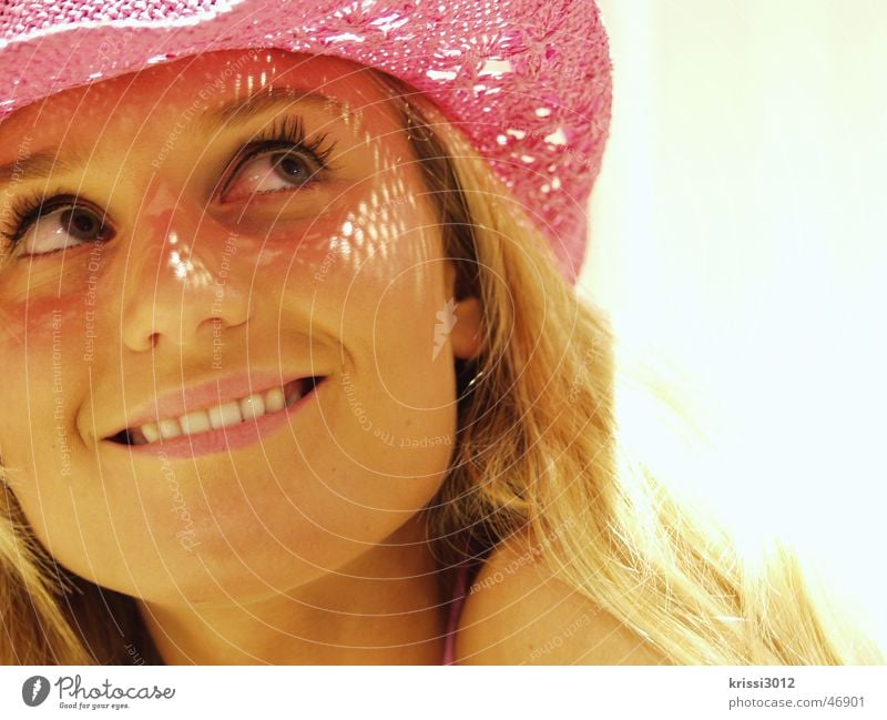 pink lady II Frau rosa Model Sommer blond Fröhlichkeit schön Hut cowgirl lachen Freude