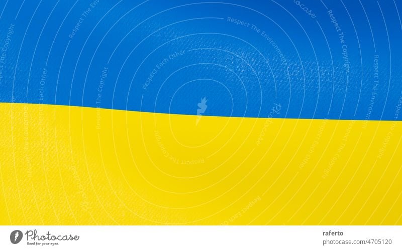 Nahaufnahme der ukrainischen Flagge. 3d illustration Fahne Ukraine horizontal Patriotismus Fotografie gelb keine Menschen blau Ukrainer Nationalflagge Insignien
