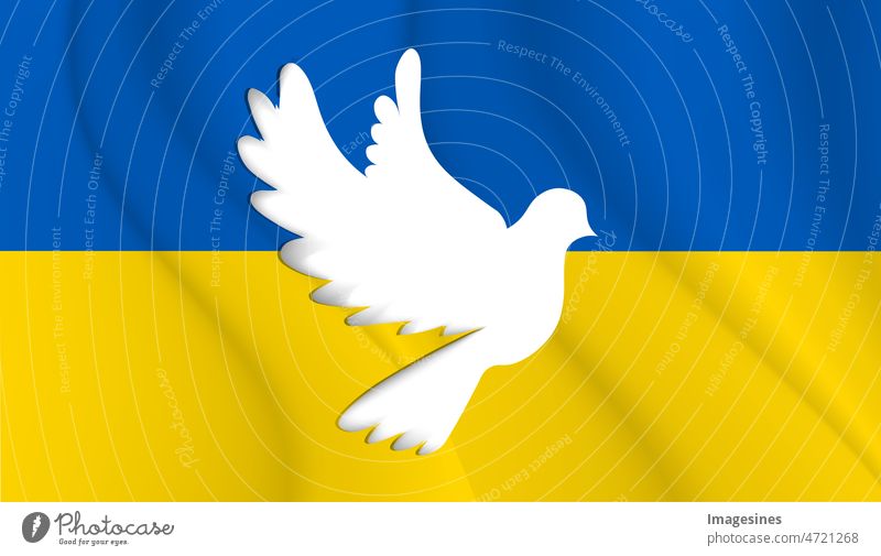 Silhouette einer Taube in den Farben der ukrainischen Flagge. Kampf für den  Frieden. Illustration - ein lizenzfreies Stock Foto von Photocase