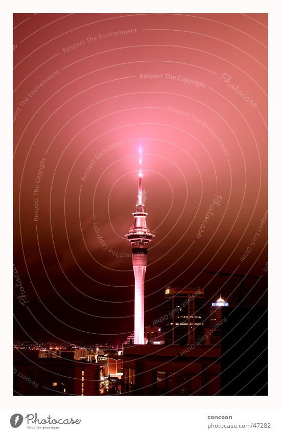 Auckland Skytower Neuseeland Sky Tower Südhalbkugel glühen Nebel Turm Niveau höchstes gebäude Lampe
