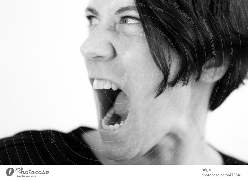 Wütende Frau Lifestyle Erwachsene Leben Gesicht Zähne 1 Mensch 30-45 Jahre Kommunizieren schreien toben Aggression bedrohlich wild Wut Gefühle Stimmung uneinig