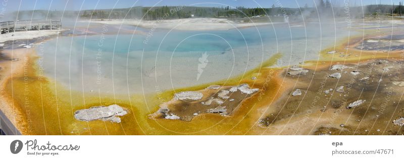 Yellowstone 1 Nationalpark Geysir gelb Panorama (Aussicht) Wärme USA Yellowstone Nationalpark basin Landschaft Wasser groß Panorama (Bildformat)