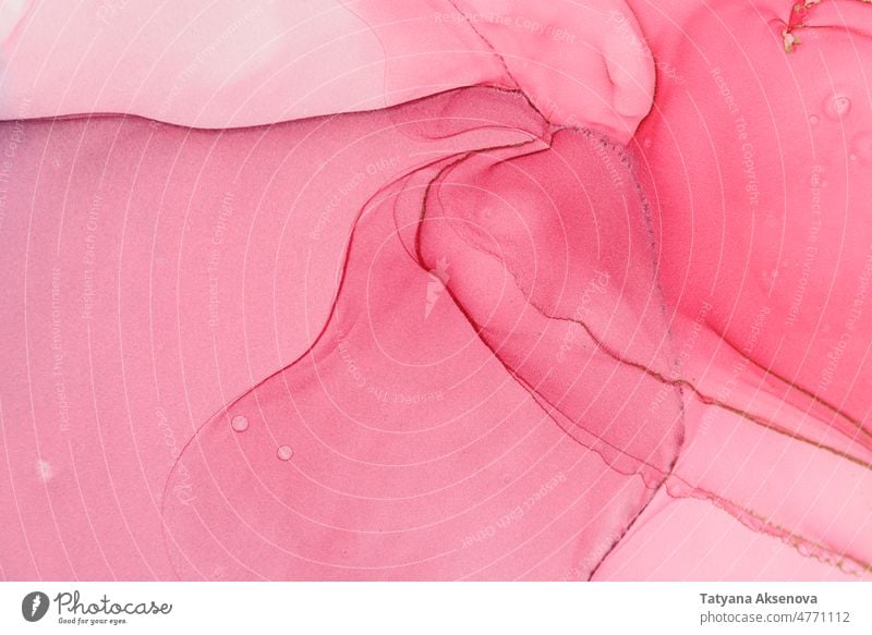 Abstrakt Alkohol Tinte Hintergrund abstrakt Tusche liquide fließen winken Flüssigkeit Farbe rosa rot künstlerisch platschen Kunst Textur Tapete Papier gold