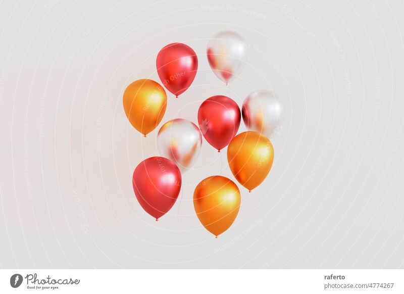 Set von bunten Luftballons mit leeren Raum für Text. 3d render Geburtstag Helium Party Spaß Glück vereinzelt weiß Feier Dekoration & Verzierung Feiertag