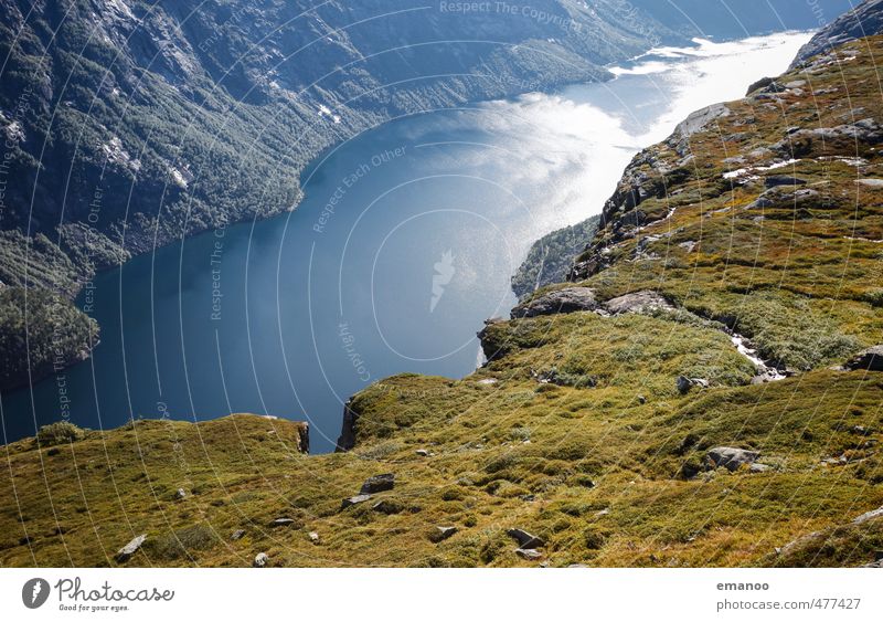 Fjordland Ferien & Urlaub & Reisen Tourismus Ausflug Ferne Freiheit Expedition Sommer Berge u. Gebirge wandern Natur Landschaft Wasser Wetter Pflanze Gras