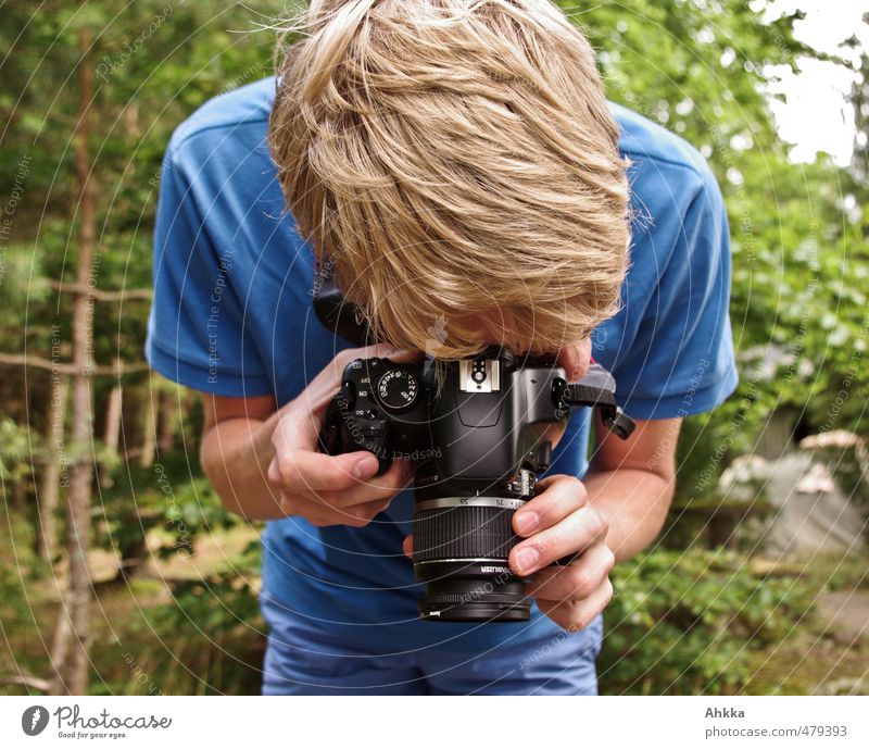 Bitte Lächeln Fotografieren Ferien & Urlaub & Reisen maskulin Leben Künstler Natur blond Fotokamera beobachten Stimmung Optimismus Leidenschaft entdecken