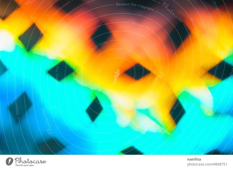 Abstrakt und Muster Hintergrund in intensiven Regenbogen hellen Farben neonfarbig Bokeh Licht farbenfroh digital Linien abstrakt Fluor irisierend mehrfarbig