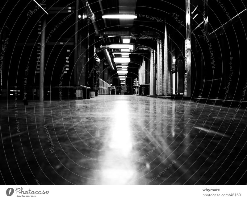 A K I schwarz weiß Tanzfläche Flur Parkett Studium Kunst Niederlande tief lang Lampe Leuchtstoffröhre Reflexion & Spiegelung Raum b/w s/w light / shadow