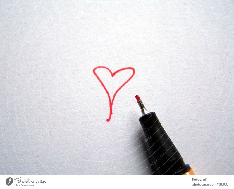 Herzmaler Schwan Fineliner Papier rot Tinte Entwurf stabilo Liebe kritzel streichen zeichnen Valentinstag