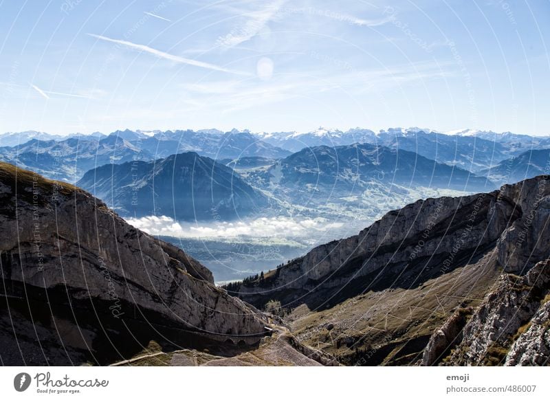 Ausblick Umwelt Natur Landschaft Himmel Sommer Schönes Wetter Felsen Alpen Berge u. Gebirge Gipfel natürlich blau Schweiz Wanderausflug Farbfoto Außenaufnahme