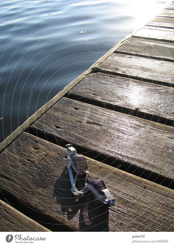 abtauchen2 Meer See Steg Holz Licht frisch Reflexion & Spiegelung Wasser Anschnitt Detailaufnahme am morgen Fröhlichkeit Sonne Schwimmen & Baden