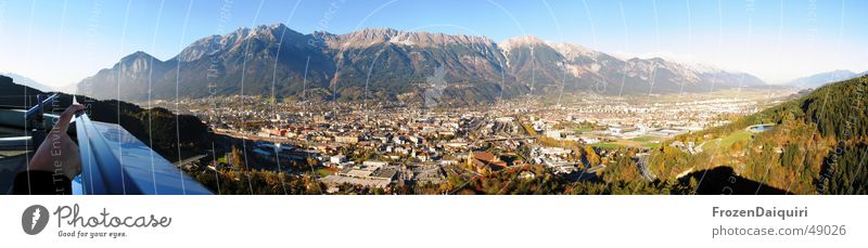 Innsbruck Nordpanorama Bundesland Tirol Panorama (Aussicht) Stadt Dach Finger Hand Nadelbaum Autobahn modern Metall Himmel Berge u. Gebirge bergisel tyrol