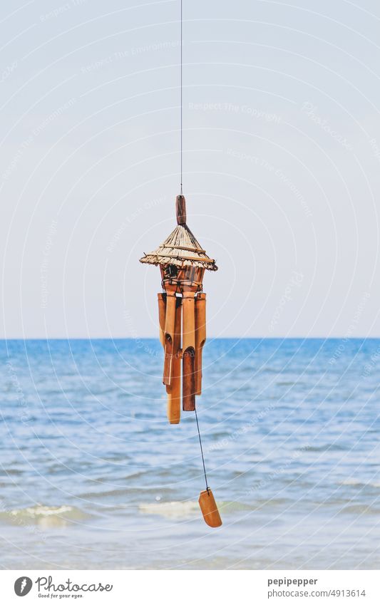 Holz-Windspiel am Strand Farbfoto Außenaufnahme Menschenleer Dekoration & Verzierung ästhetisch Meer Insel Ferien & Urlaub & Reisen Tourismus Wasser