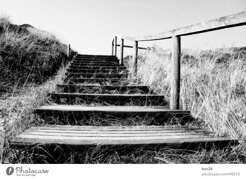stairs Steg schwarz weiß Holz Meer Sylt Treppe Landschaft Stranddüne