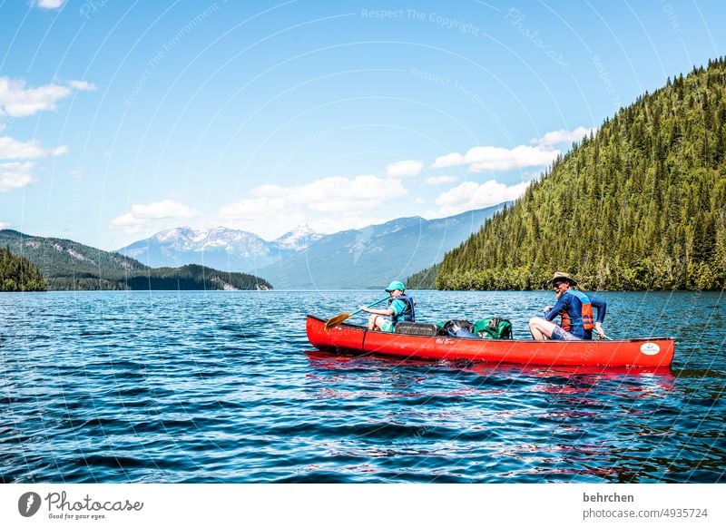 unterwegs zu neuen ufern Ausflug Wasseroberfläche Wellen Clearwater Lake Boot Himmel Ferien & Urlaub & Reisen Berge u. Gebirge Tourismus Wald fantastisch