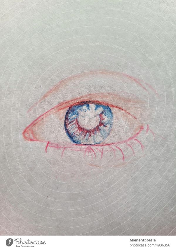 Zeichnung Auge sehen Sehkraft Grafik u. Illustration grafik malen zeichnen Buntstifte Farben Iris Künstler Kunst Schule mehrfarbig Entwurf Kreativität