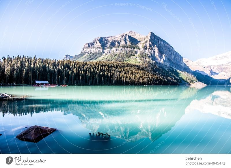 wassergeschichten Lake Louise Alberta Abenteuer Freiheit See Landschaft Berge u. Gebirge Kanada Natur Außenaufnahme Rocky Mountains Nordamerika Farbfoto