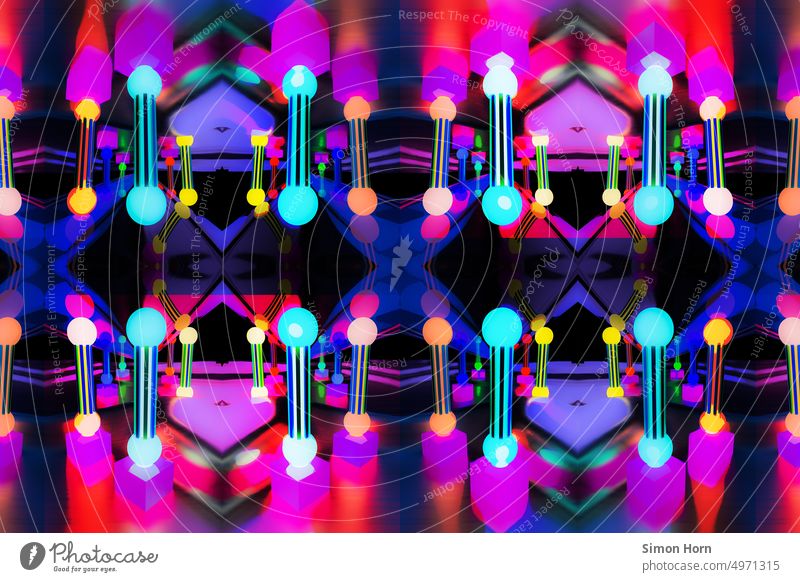 futuristisches Kaleidoskop Grafik u. Illustration abstrakt Quantencomputer graphisch Strukturen & Formen Supraleitung bunt Säulen Muster Lichtquellen LED