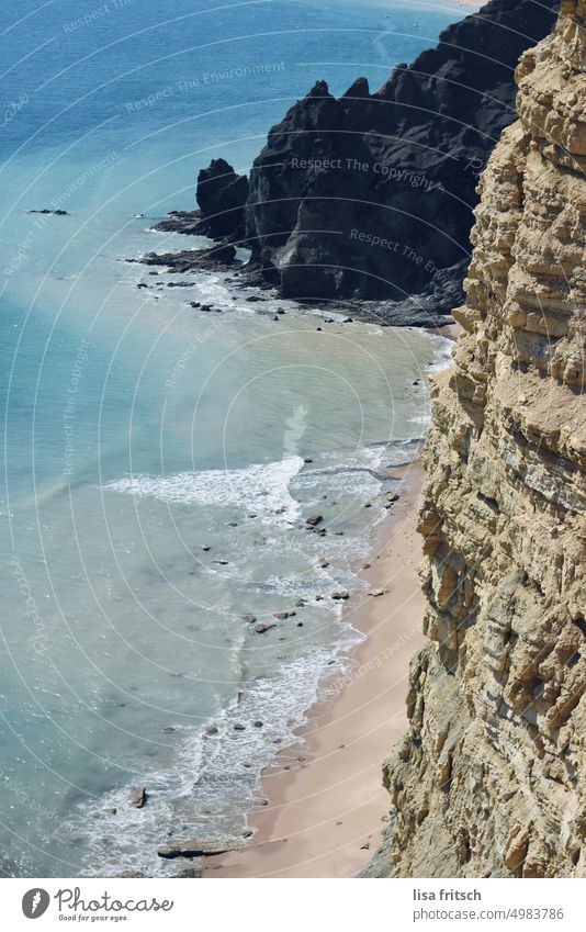 URLAUB - MEER - KÜSTE Meer Sand Küste Wellen Natur Portugal Algarve Ferien & Urlaub & Reisen Menschenleer Erholung Sommer Strand Felsen Wasser Sommerurlaub