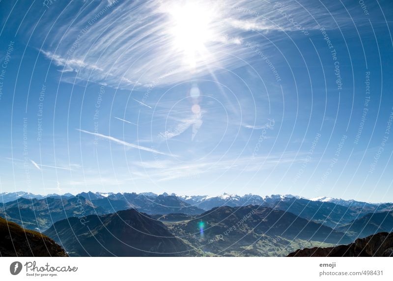 Fenster putzen Umwelt Natur Himmel Wolkenloser Himmel Sonne Sommer Schönes Wetter Alpen Berge u. Gebirge Gipfel natürlich blau Schweiz Farbfoto Außenaufnahme