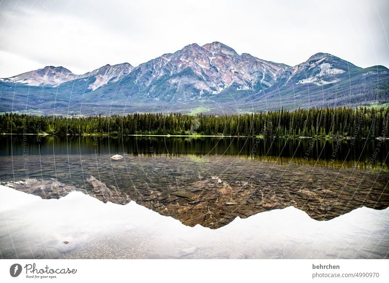 spiegelei weite Bergsee Reflexion & Spiegelung Ferne Fernweh besonders fantastisch Ferien & Urlaub & Reisen Farbfoto Nordamerika Rocky Mountains Natur