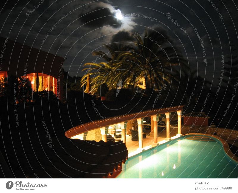 Hotel Vivenda Miranda bei Nacht Portugal Lagos Mondschein Palme Schwimmbad algave