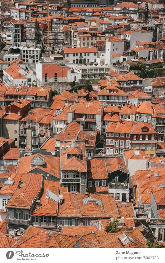 Stadtbild von Porto mit Gebäuden und orangefarbenen Dächern, vertikal Portugal historisch Altstadt europa reisen porto portugal Großstadt Dach